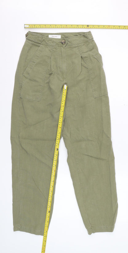 Marks and Spencer Per Una Women's Green Linen Blend Chino Trousers Size 6