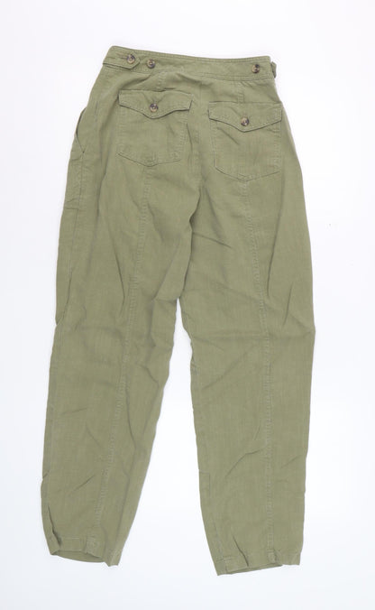 Marks and Spencer Per Una Women's Green Linen Blend Chino Trousers Size 6