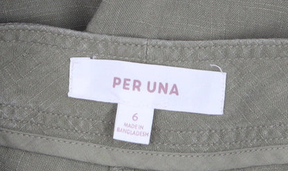 Marks and Spencer Per Una Women's Green Linen Blend Chino Trousers Size 6