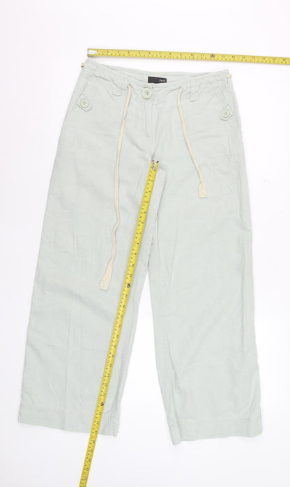 Next Petite Women’s Light Green Linen Blend Wide-Leg Trousers Size 8