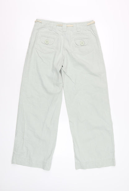 Next Petite Women’s Light Green Linen Blend Wide-Leg Trousers Size 8