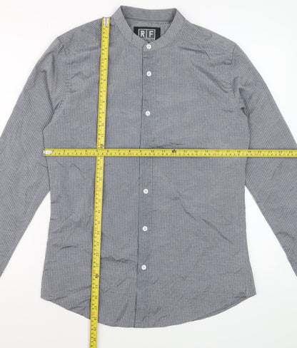 Retro Fire Men's Grey Collared Long Sleeve Formal Shirt Size S