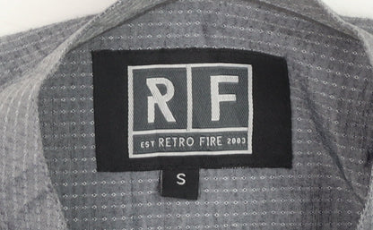 Retro Fire Men's Grey Collared Long Sleeve Formal Shirt Size S