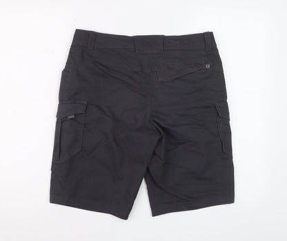 Decathlon Men's Black Cargo Shorts S Regular Fit Cotton Blend
