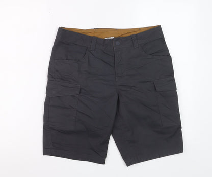 Decathlon Men's Black Cargo Shorts Size S Regular Fit Cotton Blend