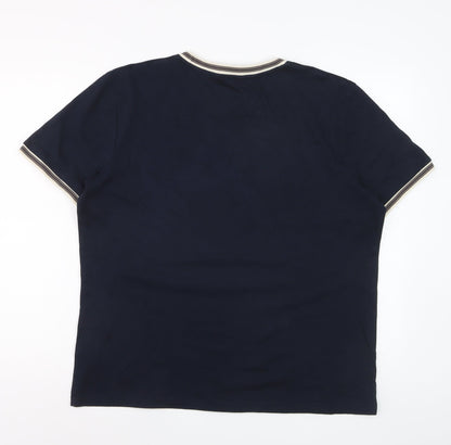 Marks and Spencer Men's Navy Blue Crew Neck Cotton T-Shirt Size L
