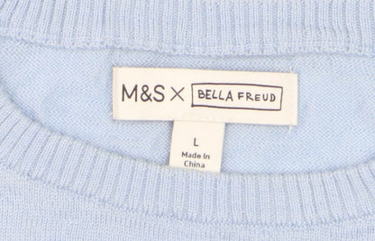 Marks and Spencer Women’s Blue Crew Neck Cotton Jumper L
