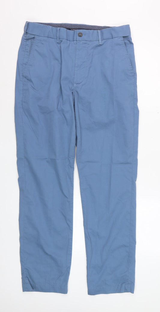 Marks and Spencer Men's Blue Chino Trousers 32W 31L Cotton Blend