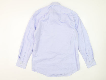 Marks and Spencer Men's Blue Regular Fit Pure Cotton Non-Iron Dress Shirt 15.5”