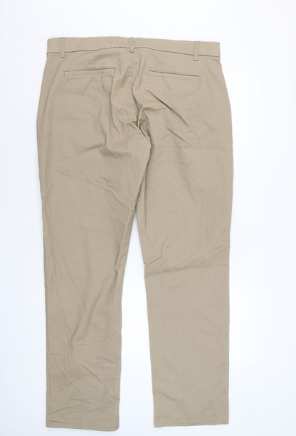 Next Men Beige Chino Straight Leg Trousers 38in Waist 33in Leg