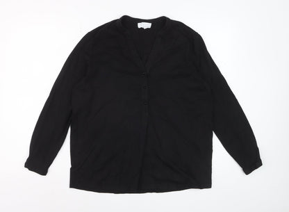 The White Company Women’s Black Long Sleeve V-Neck Blouse UK14