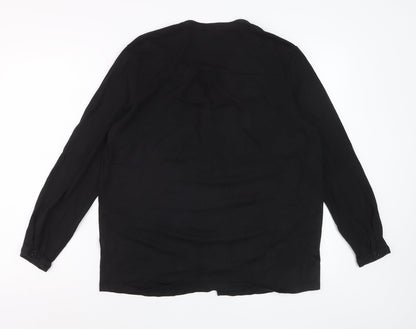 The White Company Women’s Black Long Sleeve V-Neck Blouse UK14