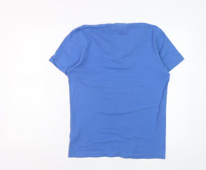 Abercrombie & Fitch Men Blue Henley Short Sleeve Cotton T-Shirt Size S