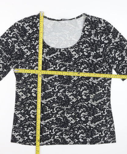 Dorothy Perkins Women’s Black Floral Lace Jersey T-Shirt Size 16