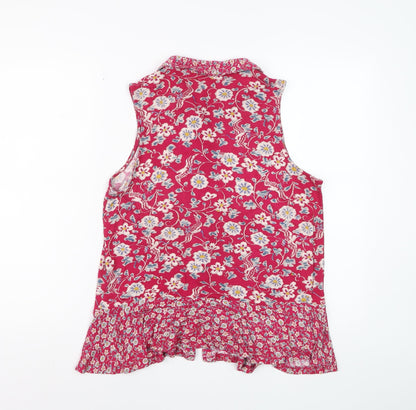 Monsoon Women Pink Floral Sleeveless Tunic Blouse Size 12