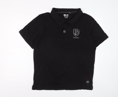 BLK London Irish Black Cotton Polo Shirt Men 3XL Short Sleeve Rugby