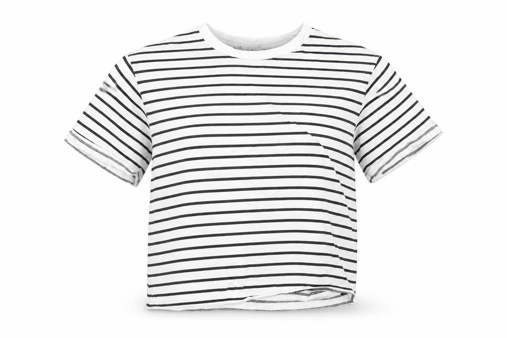 Miss Selfridge Women’s White Striped Cotton T-Shirt Size 12