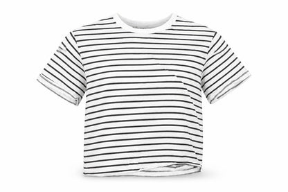 Miss Selfridge Women’s White Striped Cotton T-Shirt Size 12