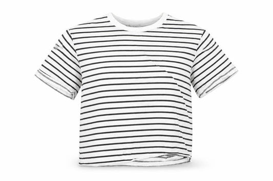 Miss Selfridge Women’s White Striped Cotton T-Shirt Size 12