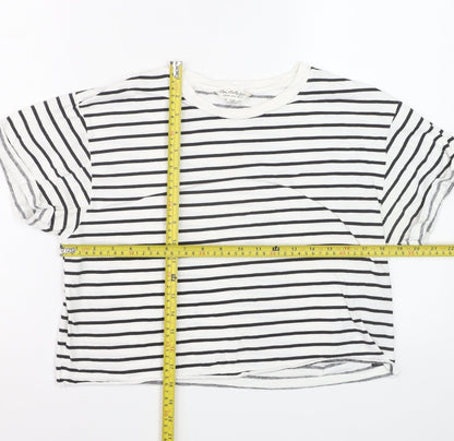 Miss Selfridge Women’s White Striped Cotton T-Shirt Size 12