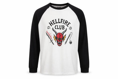 Stranger Things Hellfire Club Black & White Long Sleeve Men's T-Shirt M