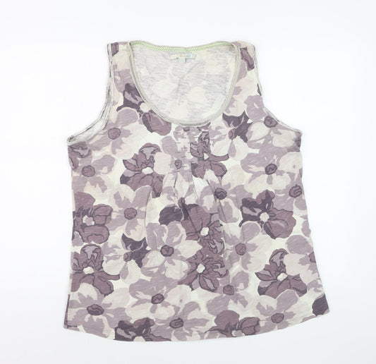 Boden Womens Purple Floral Cotton Sleeveless Top UK 10