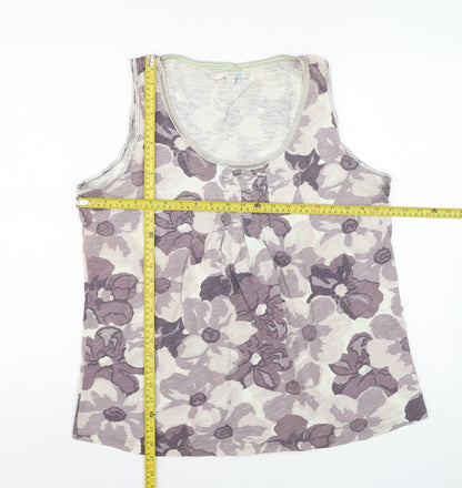 Boden Womens Purple Floral Cotton Sleeveless Top UK 10