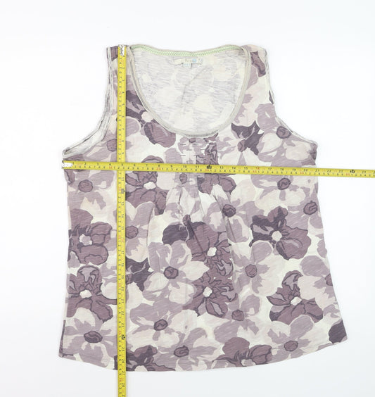 Boden Womens Purple Floral Cotton Sleeveless Top UK 10