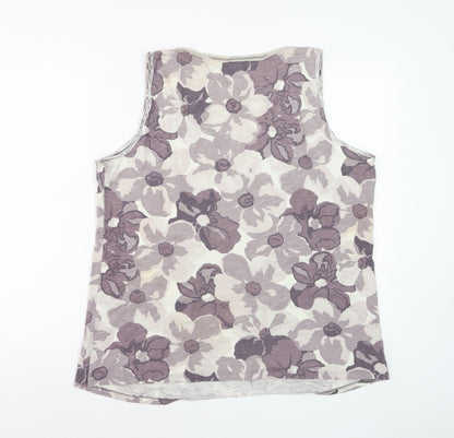 Boden Womens Purple Floral Cotton Sleeveless Top UK 10
