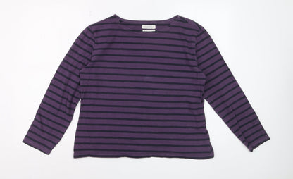 Seasalt Women’s Purple Stripe Organic Cotton Long Sleeve Sailor T-Shirt Size 16
