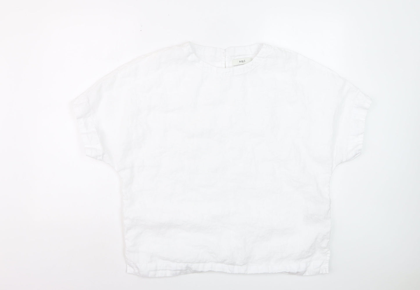 Marks and Spencer Women’s White Linen Relaxed Fit Blouse Size 14
