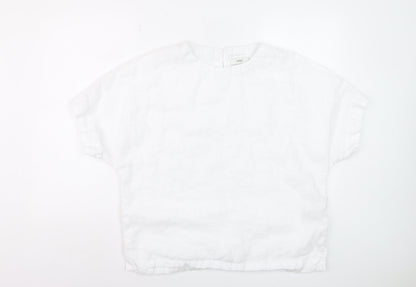 Marks and Spencer Women’s White Linen Relaxed Fit Blouse Size 14