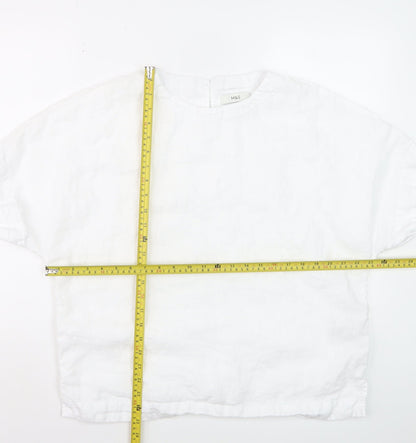 Marks and Spencer Women’s White Linen Relaxed Fit Blouse Size 14