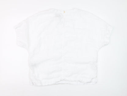 Marks and Spencer Women’s White Linen Relaxed Fit Blouse Size 14