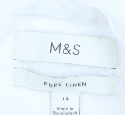 Marks and Spencer Women’s White Linen Relaxed Fit Blouse Size 14
