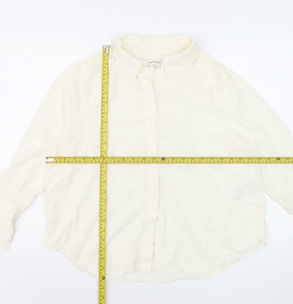 Marks and Spencer Women Ivory Silk Button-Up Shirt Size 18