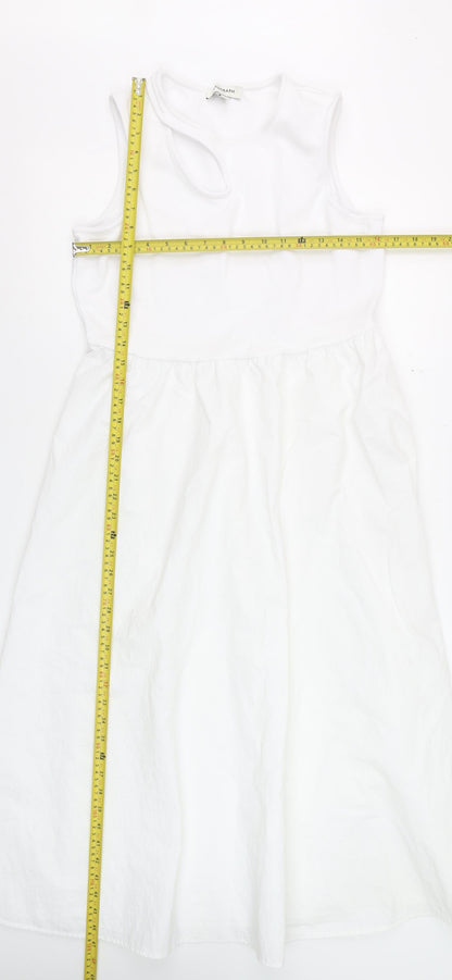 Marks and Spencer Women’s White Midi Fit & Flare Sleeveless Dress Size 14