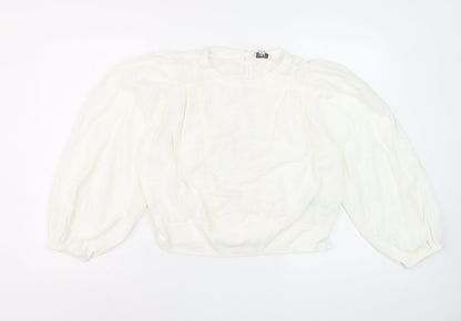 Marks and Spencer Womens Ivory Embroidered Long Sleeve Blouse Size 12