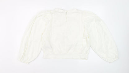 Marks and Spencer Womens Ivory Embroidered Long Sleeve Blouse Size 12