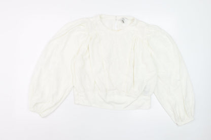 Marks and Spencer Women's Ivory Embroidered Long Sleeve Blouse Size 10