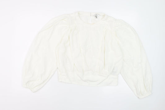 Marks & Spencer Women's Ivory Embroidered Long Sleeve Blouse Size 10