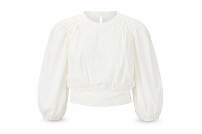 Marks & Spencer Women's Ivory Embroidered Long Sleeve Blouse Size 10