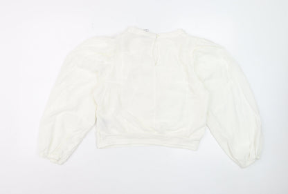 Marks and Spencer Women's Ivory Embroidered Long Sleeve Blouse Size 10