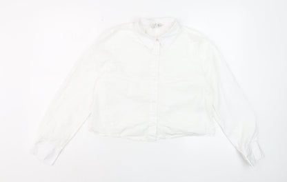 Marks and Spencer Women's White Size 10 Cotton Button-Up Shirt