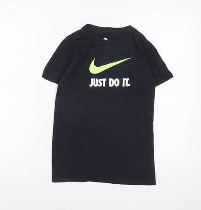 Nike Boys Black Just Do It Graphic Sports T-Shirt 8 Years