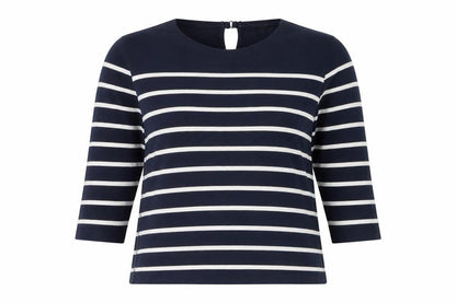 Massimo Dutti Women Blue Striped Cotton Long Sleeve Top Size 12