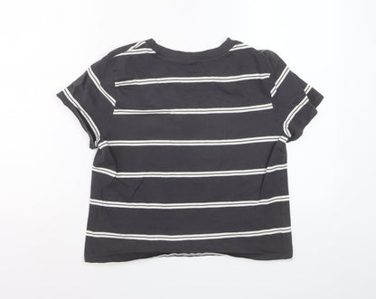 Levi's Women's Black Striped Cropped T-Shirt Size S