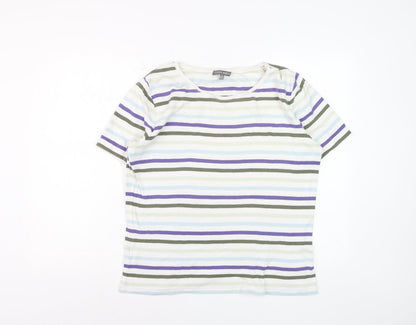 Laura Ashley Womens Multicoloured Striped Cotton T-Shirt UK 16