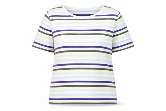 Laura Ashley Womens Multicoloured Striped Cotton T-Shirt UK 16