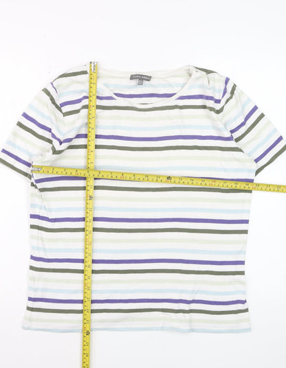 Laura Ashley Womens Multicoloured Striped Cotton T-Shirt UK 16